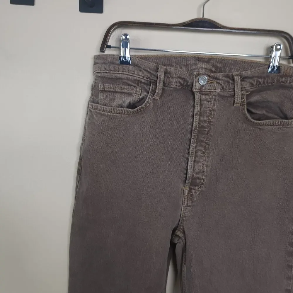 Re/Done 70s High-Rise Stove Pipe Jeans in Chocolate Size 30